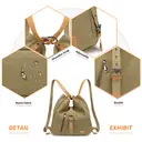 Kono Canvas Convertible Shoulder Bag, Large Capacity 2-in-1  Tote with Backpack Straps for Work, Travel and School Khaki image 4