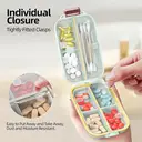 GAONLY Pilulier de voyage avec 7 compartiments et couvercle hermétique en matériau sans BPA - Vert image 1