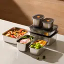 Maxcook 4pcs 316L Stainless Steel Food Container with Lids， Metal Food Container Bento Box， Snack Container set with Lid，Dishwasher & Freezer Safe  Rectangular 1600ml*4pcs MCFT9526, New Year Sale , Top gift picks image 4