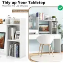 COSTWAY Wooden Desk Bookshelf with 4 Shelves and Open Back Compartment-White image 4