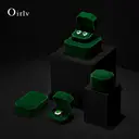 Oirlv Octagonal Velvet  Ring Box for Proposal Engagement 2-slot Jewelry Ring Gift Box Size 6*5.5*4cm image 2