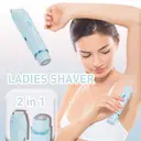 Electric Shaver for Women, 2-in-1 Electric Razor for Womens Legs Underarm Face Pubic Hairs, Rechargeable Razor Body Hair Trimmer Wet & Dry Use,Blue image 3