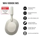Sony WH1000XM5 Wireless Overhead Noise Cancelling Headphones - Silver image 2