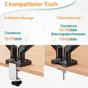 Monitor Mount 2 Monitors for 13-32 Inch Screens with VESA 75/100, Gas Lift 2 Monitor Mounts Tilts 180° Pivoting 180° Rotatable 360° Height Adjustable Monitor Arm 9 kg per Arm image 3