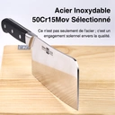 Huohou Couteau de Boucher en acier inoxydable allemand 1.4116 (HRC 53–58) – Lame Cr-Mo-V robuste, manche ABS avec rivets acier 430, soudure sans joint image 4