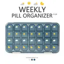 JORDAN&JUDY Portable Sealed Weekly Pill Organizer Large Capacity Pill Dispenser Pill Storage Box 28 Compartments-Blue, New Year Sale , Top gift picks image 1