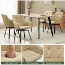 CLIPOP 360° Swivel Dining Chairs Cream Faux Leather Upholstered Kitchen Chairs without Wheels Ergonomic Office Desk Chair with Arms and Metal Legs for Home Restaurants 0407-s cream 55*45*82.5 cm image 6