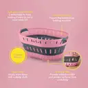Swan x Lynsey Oval Collapsible Laundry Basket With Soft Grip Handles, 60Litre, Pink And Grey image 2