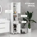 kleankin 71" Tall Slim Bathroom Storage Cabinet, Tall Narrow Cupboard with Drawer, Open Shelves, 2 Doors Cabinets and Adjustable Shelves for Kitchen, Hallway, Living Room, High Gloss White image 3