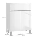 kleankin High Gloss Bathroom Storage Cabinet, Freestanding Bathroom Floor Cabinet with Drawer and Adjustable Shelf, White image 2
