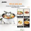 Plodon Electric Hot Pot 2.0L Portable Multifunctional Non-stick Cooking Pot, 1000W Rapid Noodles Electric Pot Wok Slow Cooker for Steak, Egg, Ramen, Oatmeal Soup with Dual Power Control image 2