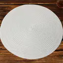 Lot de 6 sets de table ronds tressés en coton et polyester, lavables et résistants à la chaleur, diamètre 38 cm – Blanc image 2