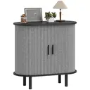 HOMCOM Fluted Sideboard with Tambour Sliding Doors, Modern Storage Cabinet, Kitchen Cupboard with Storage Shelves and Wooden Legs for Living Room, Dining Room, Grey image 0