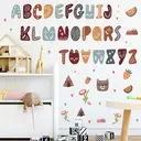 Stickers Muraux Lettres de Dessin Animé Multicolores, Décoratifs, Pelables et Amovibles, Idéals pour Salon, Chambre de Bébé et Chambre d’Enfant, Marron image 3