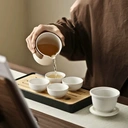 Tea Story Portable Travel Tea Set [1 Pot + 4 Cups] - Compact Ceramic Jingdezhen Set with Carry Case, Lightweight & Leak-Proof image 0