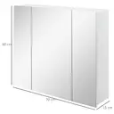 kleankin Bathroom Medicine Cabinet with Mirror, Wall Mounted Bathroom Mirror Cabinet with 3 Doors, Adjustable Shelves, White image 2