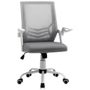 Vinsetto Office Chair with Flip-up Armrest, Mid Back Desk Chair with Mesh Back, Lumbar Support, Adjustable Height, Swivel Wheels for Home, Grey image 0