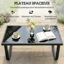 Outsunny Table Basse de Jardin Rectangulaire, Pieds Incurvés, Plateau en Verre Trempé, Table d'Appoint pour Terrasse Balcon Jardin, 90x45x33cm, Noir image 3