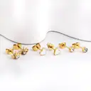 3-Pair Set Heart & Starburst Crystal Stud Earrings, 18k PVD Gold Plated Stainless Steel Dainty Jewelry Set image 3