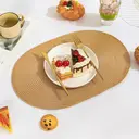 PP Placemats Set of 6 for Dining Table，PP oval placemat BL straw yellow，Washable Woven Vinyl Non-Slip 18x12 inches Placemat Heat-Resistant Durable Table Mats for Dining Table Easy to Clean image 1