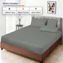 LeBonsoir 180x200cm Fitted Sheet， 30CM/12Inch Deep Pocket - 100% Cotton， No-Pop Off Elastic， 1 Fitted Sheet Only-Light Gray image 7