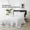 MEEALLHOME Parure de lit à rayures verticales blanc - 1 housse 155 x 220 cm et 2 taies 80 x 80 cm image 2