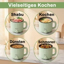 IAGREEA Tragbarer elektrischer Kocher 1,6 L Ramen-Kocher, Ramen-Nudelkocher – Dual Power Mini Ramen-Maker, multifunktionaler Lazy Pot, antihaftbeschichteter Nudelkocher mit Trockengehschutz für Pasta, Nudeln, Eiersuppe, kompakt für Wohnheim und Büro (Grün) image 1
