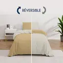 MENDALE Housse de couette  - Ensemble de literie de qualité supérieure - Housse de couette 140*200 cm avec taie d'oreiller 65*65 cm - Microfibre douce brossée - Blanc cassé et kaki image 2