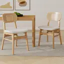 chairus Rattan Dining Chairs Set of 2 Kitchen Side Chairs with Wood Legs for Dining Room, Faux Fur Beige image 0