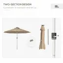 Outsunny 3(m) Solar Powered Garden Parasol with Lights, LED Lighted Deck Umbrella with 48mm Aluminium Pole, Crank, Solar Charged and USB Type-c, for Balcony, Outdoor and Lawn, Khaki image 6