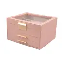 JORDAN&JUDY Multi-Layer Jewelry Box Small Earring Box Ring Storage Box Necklace Box Earring Jewelry Case - 3 Layer Pink image 2