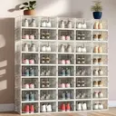 Vilscijon Lot de 12 boîtes de rangement magnétiques pour chaussures en plastique transparent avec porte à fermeture automatique - Blanc image 1