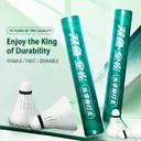 Double Fish JinQue Premium King-Durable Schläger aus Gänsefeder, 12er-Pack, Geschwindigkeit 77, Grün image 0
