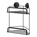 Croydex Stick 'n' Lock 2 Tier Corner Shower Caddy - Black image 2