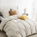 Bedsure Parure de lit 100 % polyester Natural - 1 housse 155 x 220 cm et 2 taies 80 x 80 cm image 0