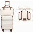 Kono 2-Piece Set Lightweight 51.5x38x21cm ABS Hard Shell Travel Carry-On Suitcase with TSA Combination Lock and Ryanair 40x20x25cm Cabin Bag, Cream White image 4