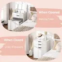 HOMCOM Dressing Table with Flip-up Mirror and Storage Stool, Vanity Table with Drawer and Hidden Compartments for Bedroom, Living Room, White image 6