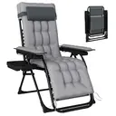 Outsunny Zero Gravity Chair, Folding Adjustable Sun Lounger Garden Recliner with Arm Pads, Cushion, Cup Holder and Headrest,  image 0
