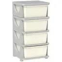 HOMCOM 4 Drawers Plastic Storage Units, 4 Tier Kids Storage Units, Children Toy Chest for Nursery, Playroom, Bedroom, Cream image 0