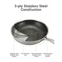 PURECOOK Wok antiadhésif - wok sans Téflon, antiadhésif en acier inoxydable, wok avec couvercle, moins de fumée - Essentiels de la cuisine, cuisson, friture - compatible gaz/induction/électrique, 32 cm (avec couvercle) image 4