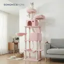 SONGMICS Arbre à chat hauteur 206 cm avec 13 griffoirs, 2 plateformes, 2 niches et panier, hamac, pompon - Rose bonbon image 2