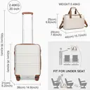 Kono 2-Piece Set Lightweight 51.5x38x21cm ABS Hard Shell Travel Carry-On Suitcase with TSA Combination Lock and Ryanair 40x20x25cm Cabin Bag, Cream White image 1