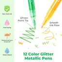 Ohuhu 12 Colour Glitter Metallic Shimmer Marker Pens, Fine Point, Water-based Ink for Crafts & Art Projects image 3