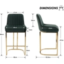 chairus Bar Stools Set of 2 Velvet Counter Chairs with Backrest Breakfast Bar Stools for Kitchen image 2