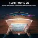 CRUA 32-inch randloze 1500R curved gamingmonitor | 2K QHD (2560×1440) 165Hz, Adaptive Sync, 100% sRGB-kleurweergave, 178° brede kijkhoek, HDMI/DisplayPort, VESA 100×100mm-bevestiging, Flicker-Free Low Blue Light, Geschikt voor EU/UK thuiswerkplekken, consolegaming en contentcreatie (Zwart) image 6