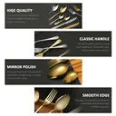 FangYuan Set de 4 couverts classiques en acier inoxydable compatible lave-vaisselle - Or image 4