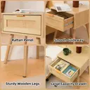 GRAVFORCE Bedside Table Set of 2 Modern Side End Table with Drawers Slim Bedside Tables for Bedroom Living Room Solid Wood Legs 1 Drawer image 4