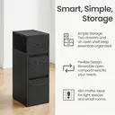 Ochama Set of 2 Narrow Side Tables, Slim End Table with 2 Drawers, 1 Open Compartment, for Living Room, Bedroom, Black image 5