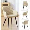 CLIPOP Faux Leather Dining Chairs Set of 2 Cream Living Room Chairs with Arms and Metal Legs, Lounge Chair for Kitchen Counter Home Office 0017cr cream 41*51*83 cm image 7