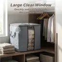 3 Pack Large Capacity Clothes Storage Bags with Clear Window and Handles, Foldable Fabric Closet Organizers image 1